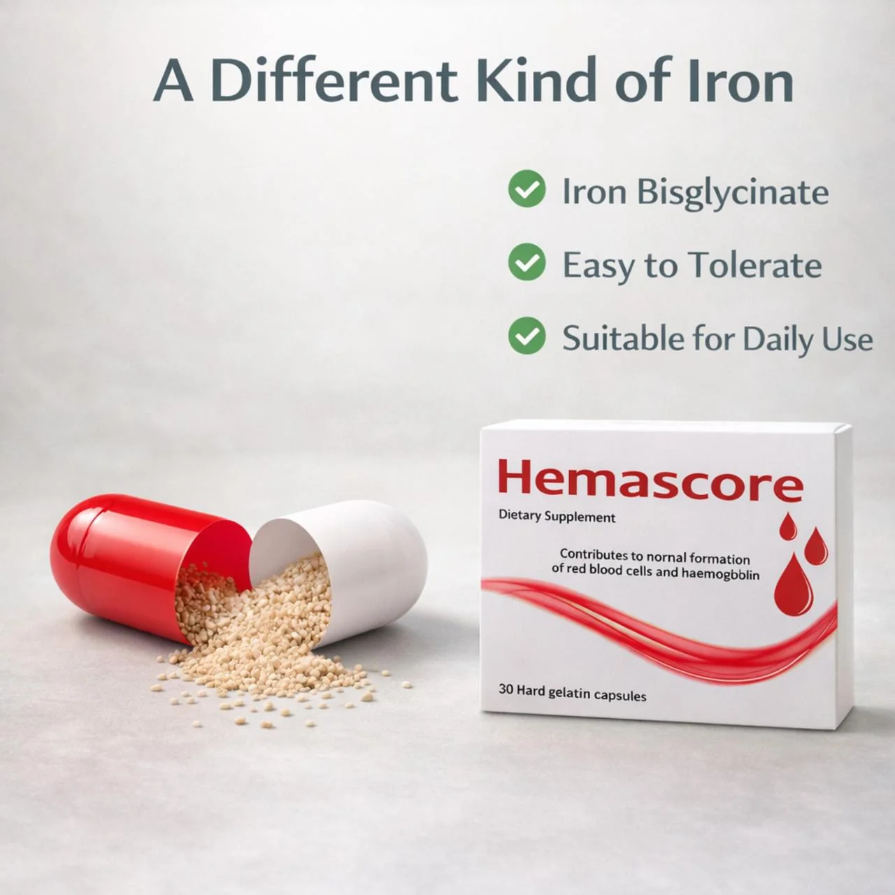 Hemascore — a different kind of iron with ferrous bisglycinate, easy to tolerate for daily use