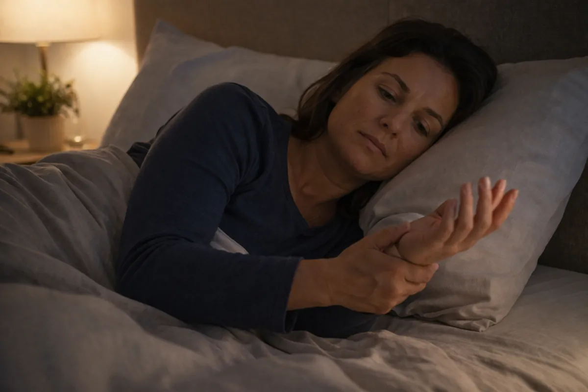 Woman experiencing tingling in hands during sleep
